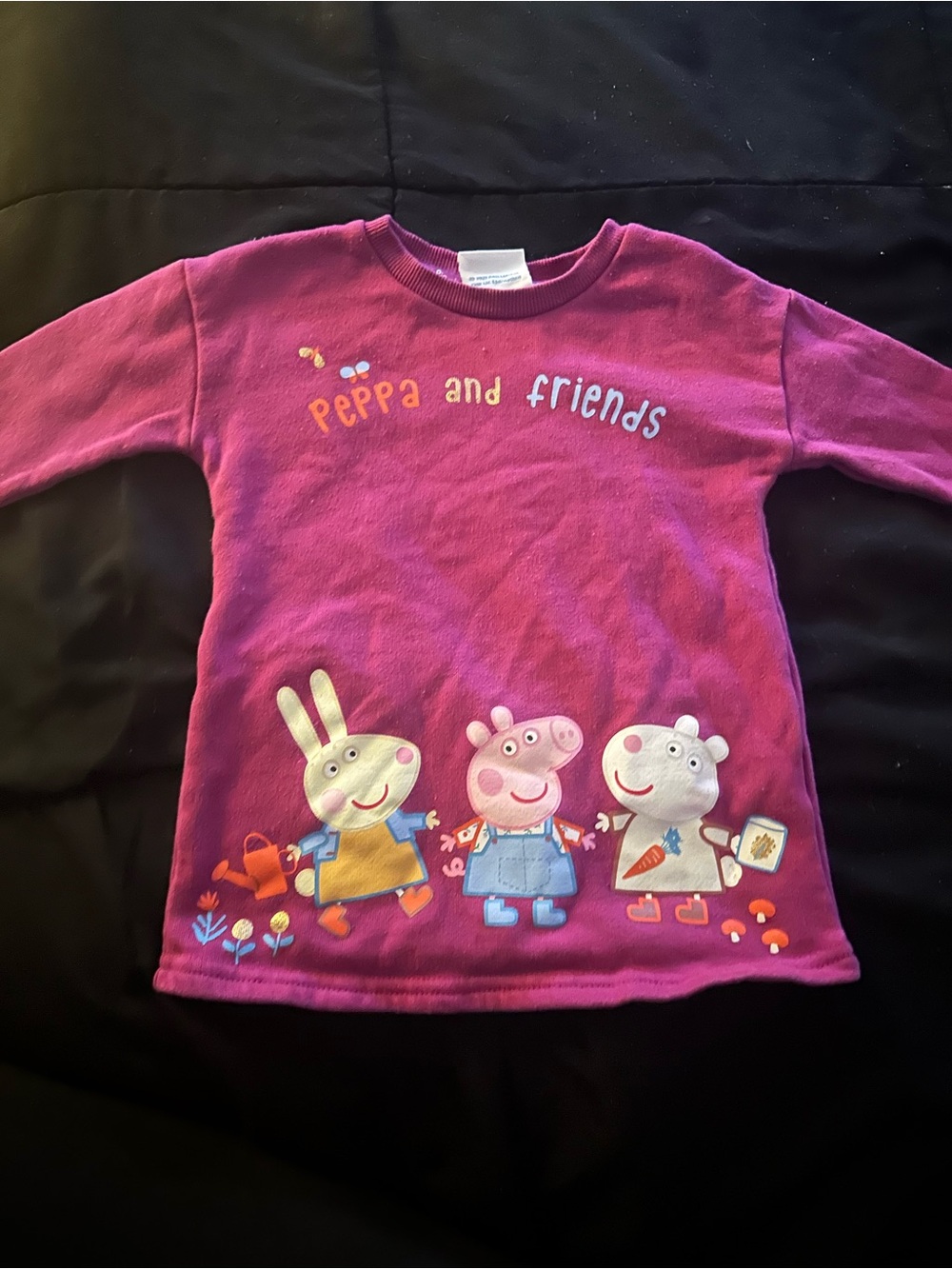 Peppa Pig Girls' Magenta Long-Sleeve Tee with Peppa and Friends